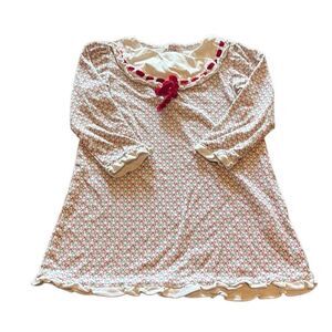 Lila & Hayes Girls 5 Red Green Bows Print Christmas Holiday Nightgown Pajamas